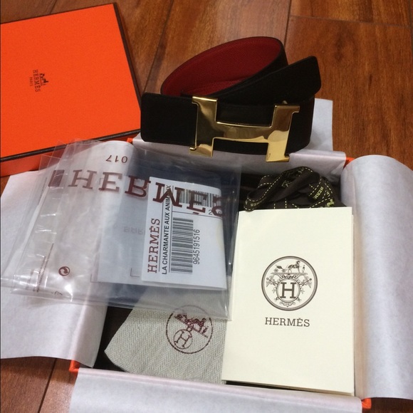 HERMES Belt Men reversible Black/Red