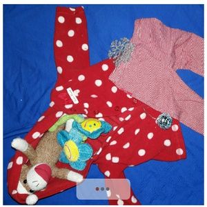 Red with white dots jacket Sants Favorite outfit