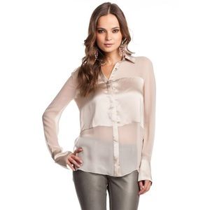 Robert Rodriguez silk beige blouse short, size 2