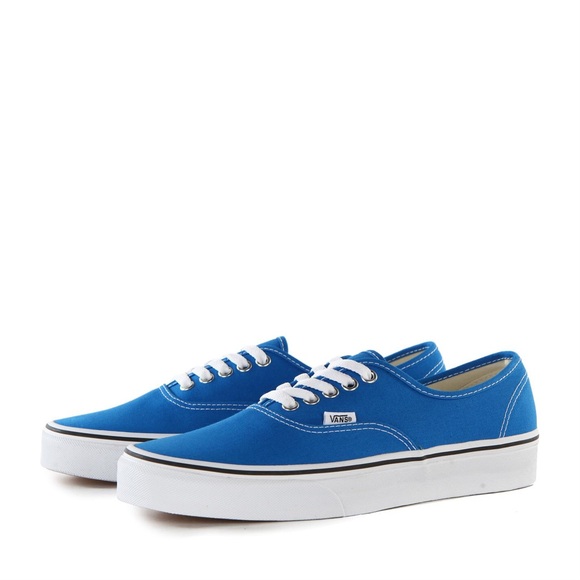 Blue and white vans.