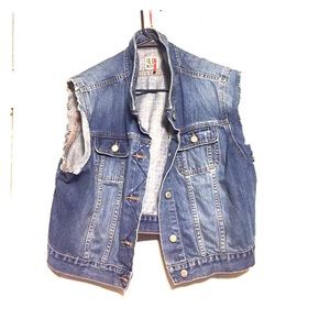Altered cut off denim vest