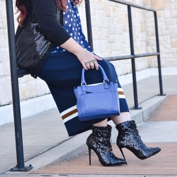 Navy White & Brown Knit Midi Skirt - Picture 4 of 4