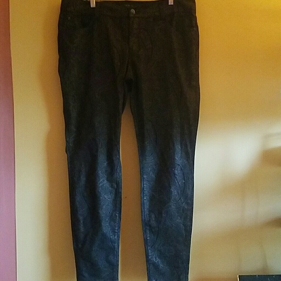 Black jeans w/ metallic paisley design