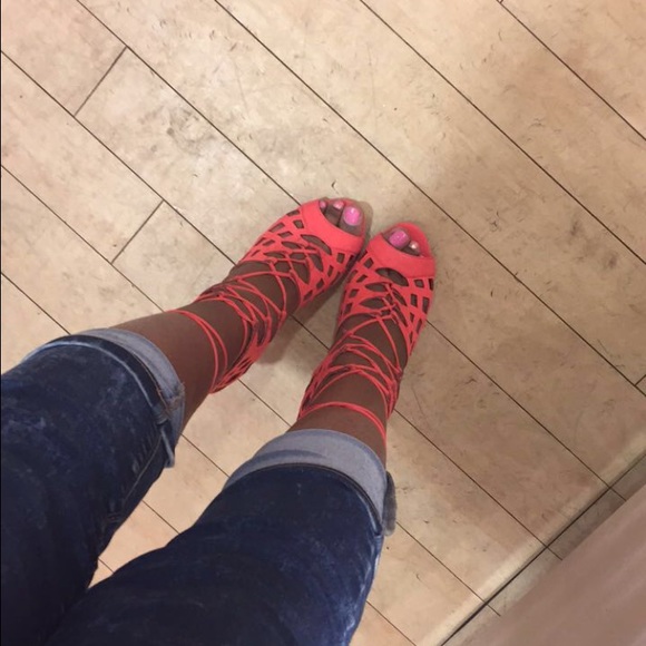 Really cute sexy pink lace up heels