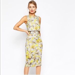Yellow/grey Midi dress