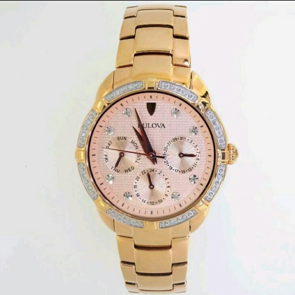 NWT Bulova $550 Diamond Rose Gold-tone watch main image 4