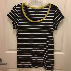Yellow and black/white striped top
