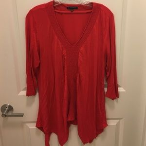 Red three quarter sleeve top