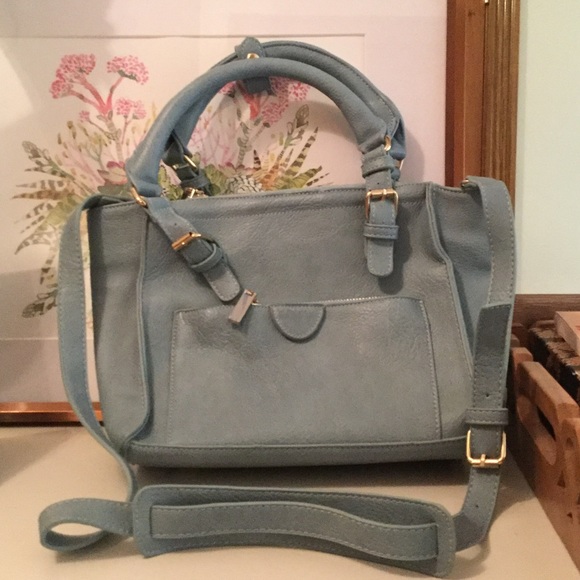 Powder Blue Trapeze Crossbody Bag