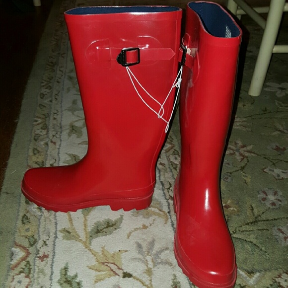 Red rain boots