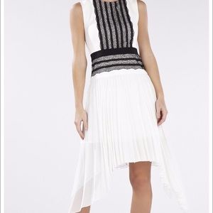 BCBG Pleated-Skirt, Lace-Trim Dress, Size 2