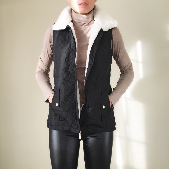 💣1day sale Kendall Quilted sheepskin vest - Picture 2 of 4