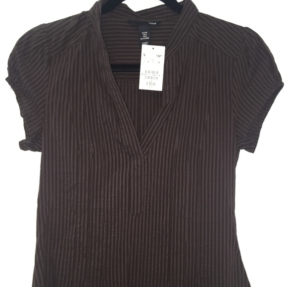 Brand new H&M brown, collared, v-neck top