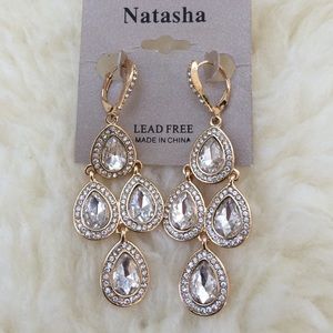 Natasha Gold-tone Crystal chandelier earrings
