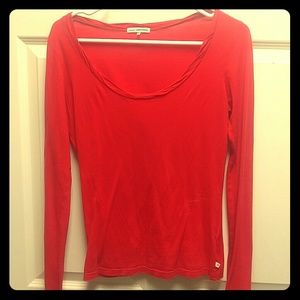 James Perse red long sleeve shirt