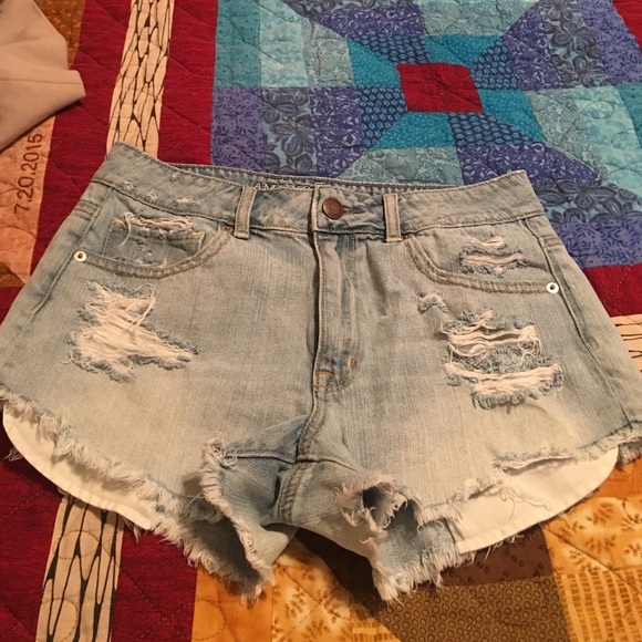 AE high waist distressed shorts