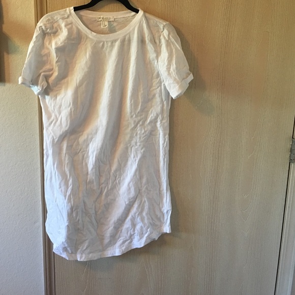 Plain white t shirt dress.