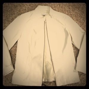 Christopher & Banks faux leather cream zip jacket