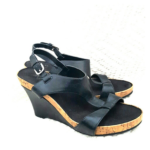 Black Platform Wedge Sandals