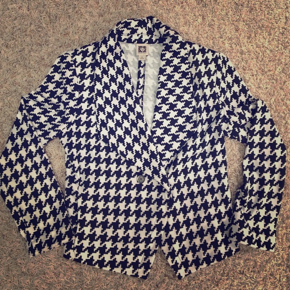 ANNE KLEIN cropped houndstooth blazer NWOT