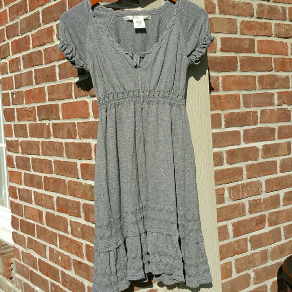Max Studio Gray Peasant Sweater Dress