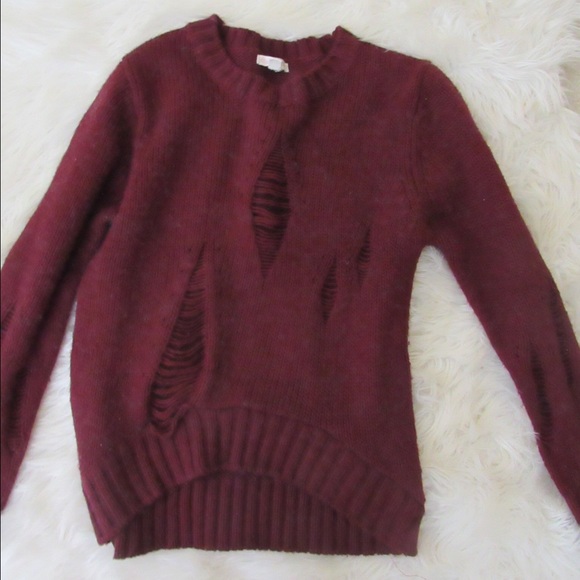Maroon Ripped Ul Sweater