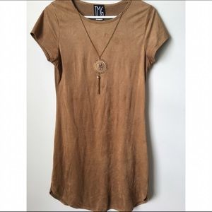 Suede Curved Hem Dress