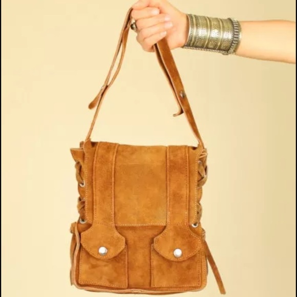 Vintage 60's Suede Leather Side Saddle Handbag - Picture 3 of 4