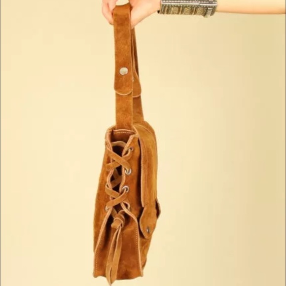 Vintage 60's Suede Leather Side Saddle Handbag - Picture 4 of 4