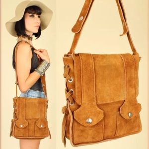 Vintage 60's Suede Leather Side Saddle Handbag