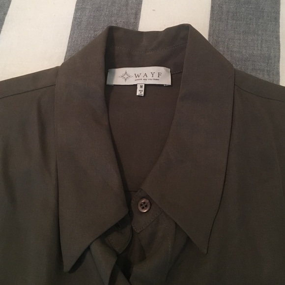 Wayf Dresses - Wayf Olive Button front Shirt Dress Wayf Dresses - Wayf Olive Button front Shirt Dress
