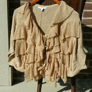 Ethereal Ruffled Cropped Tie Front Sweater