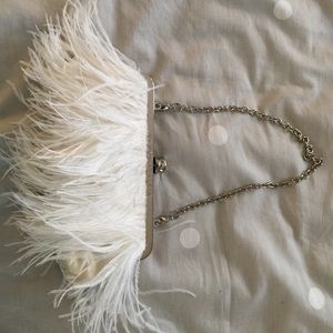 BCBG White Feather Purse