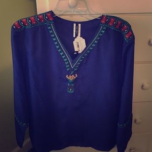 Small royal blue embroidered top