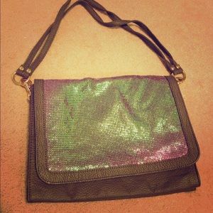 Gray & iridescent green / pink bag