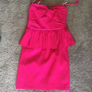 Hot pink peplum cocktail dress