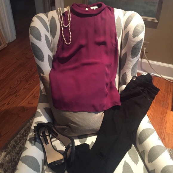 Joie High Neck Sleeveless Silk Blouse