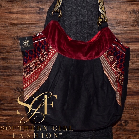 ETHNIC BAG Patterned Patchwork Shoulder Large Hobo - Picture 3 of 4