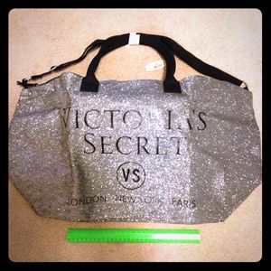 Victoria's Secret Silver Glitter weekend bag