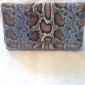 Multicolored Faux Snake skin Clutch