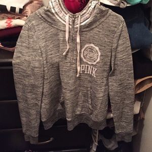 pink half zip up hoodie