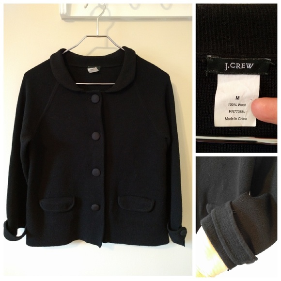 J Crew 100% wool sweater Size Medium Black