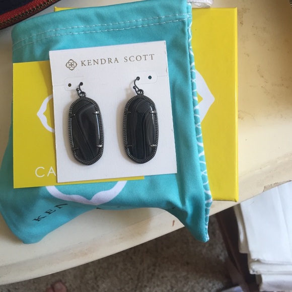 Kendra Scott Elle Earrings - black and gunmetal
