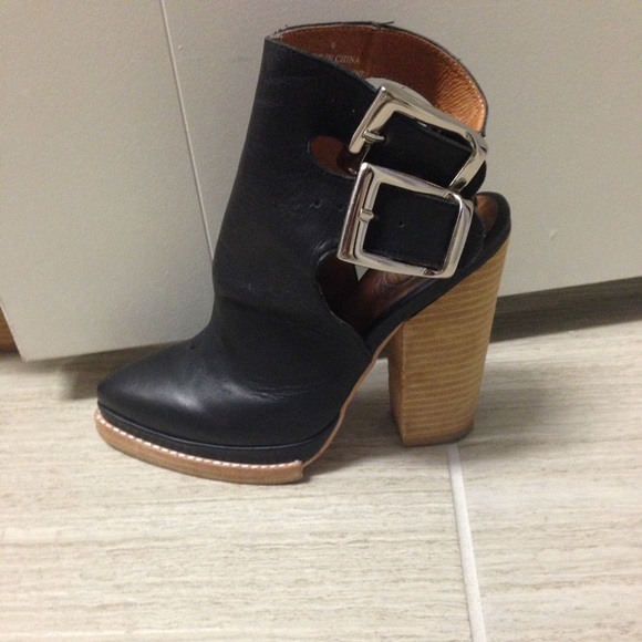 Jeffrey Campbell dark navy blue strap bootie