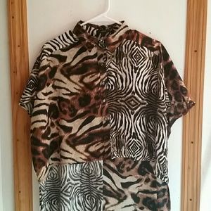 Millau animal print silk high low top