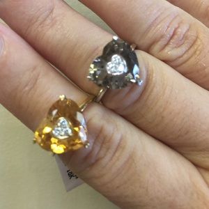 Italian fine jewels heart yellow/smoky topaz ring