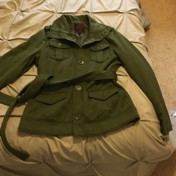 New York Yoki Green Military pea coat