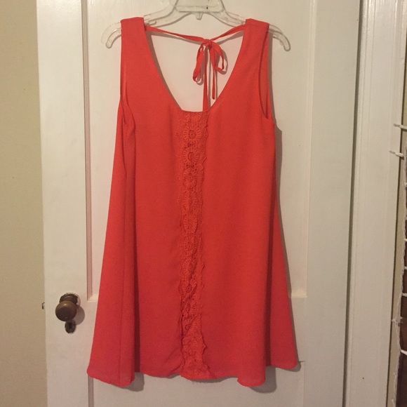 Coral colored strapless Umgee dress