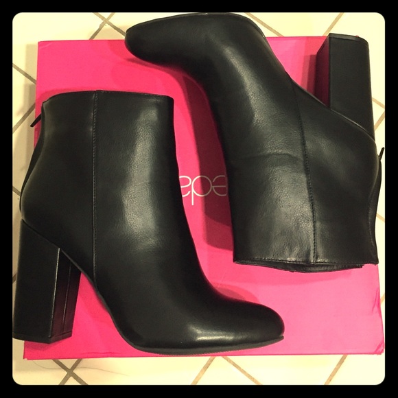 Black block heeled boots