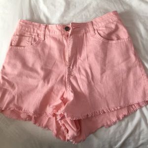 Missguided Pink High-Waisted Shorts